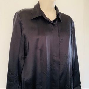 Alfani Silk Button Up Blouse Black